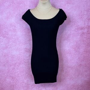 127. Ambiance Black Ribbed Bodycon Mini Dress L